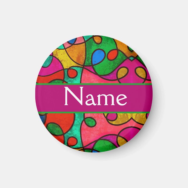 Gepersonaliseerde kleuren patroon met je naam magnet (Framsidan)