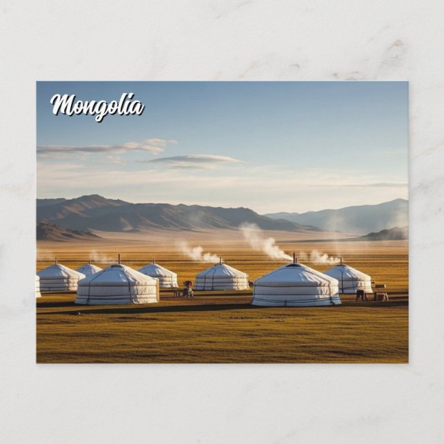 Ger Camp Mongolia Yurt Travel Vykort (Framsida)
