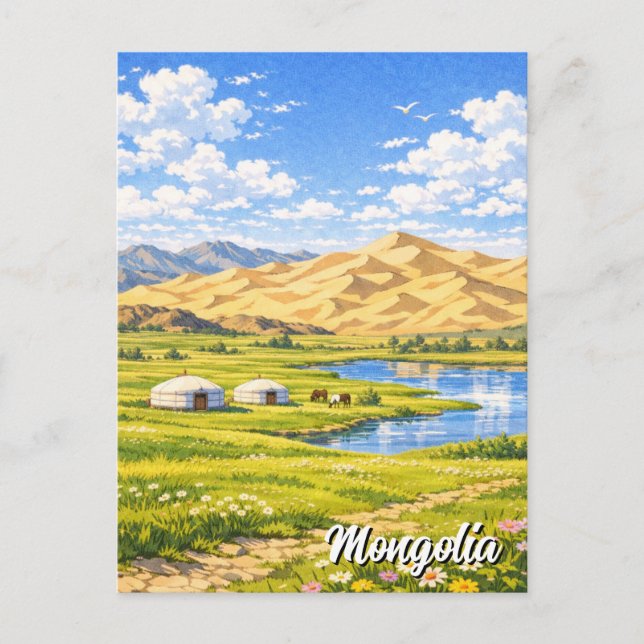 Ger Camp Mongoliet Jurta Resa Vykort (Framsida)