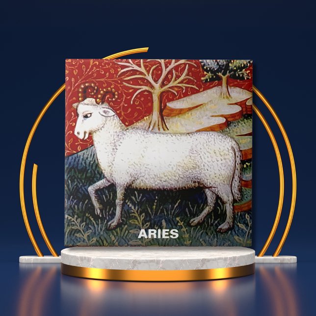 Ger Födelsedagsfesten Ram Zodiac-tecken Kakelplatta (Aries the Ram Zodiac Sign Birthday Party Ceramic Tile Cover)
