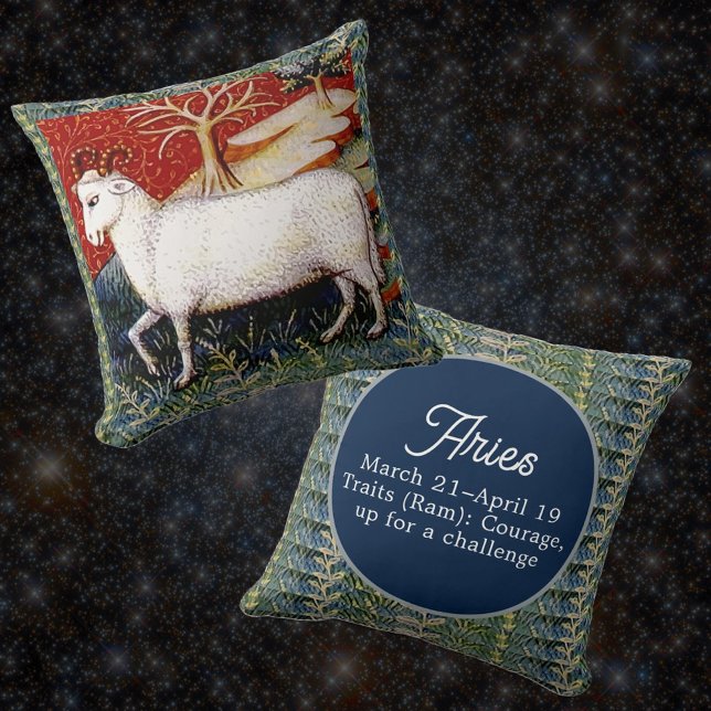 Ger Födelsedagsfesten Ram Zodiac-tecken Kudde (Skapare uppladdad)