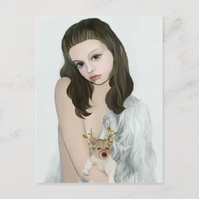 ger hundflicka vykort (Framsida)