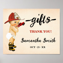 Ger lilla Firefighter Baby Shower-skylt Poster