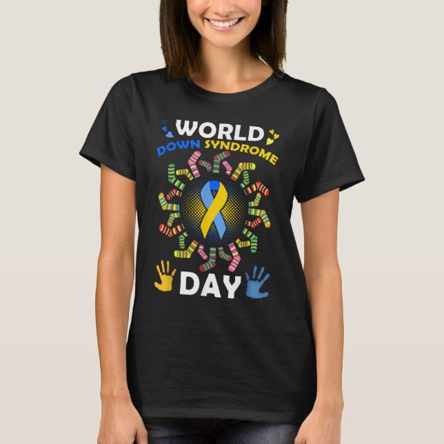 Ger Manar Women Kids Socks World Down Syndrome Day T Shirt (Framsida)