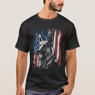 Ger Shepherd 4:e juli American Flagga T Shirt