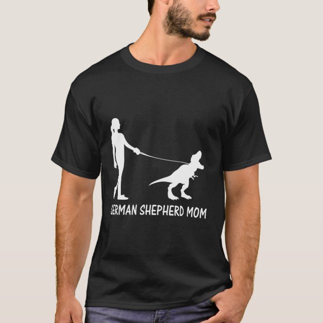 Ger Shepherd Mamma Dinosaur Gsd Owners Trex Mor T Shirt (Framsida)