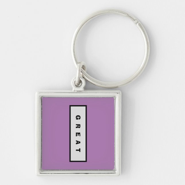 Ger under 75$ Attractive Authority® UNDERBAR Fyrkantig Silverfärgad Nyckelring (Framsidan)