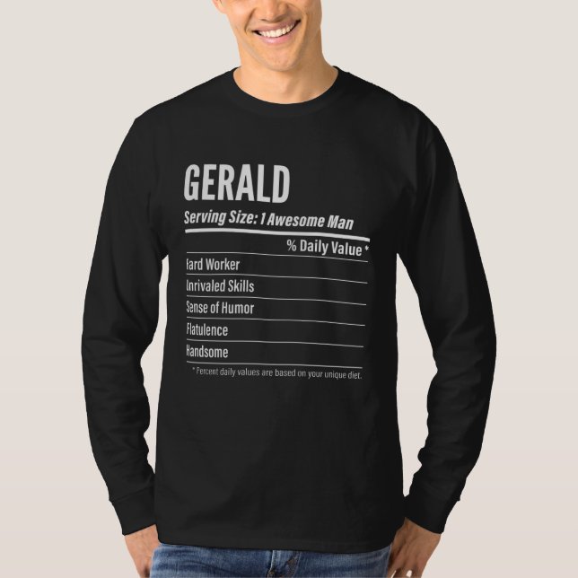 Gerald  Nutritional Facts Serving Size Calories T Shirt (Framsida)