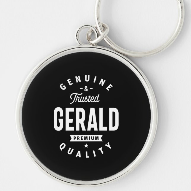 Gerald Personlig Namn Birthday Rund Silverfärgad Nyckelring (Framsidan)