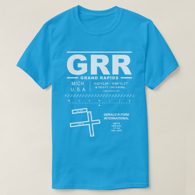Gerald R. Ford Internationell Airport GRR T Shirt (Design framsida)