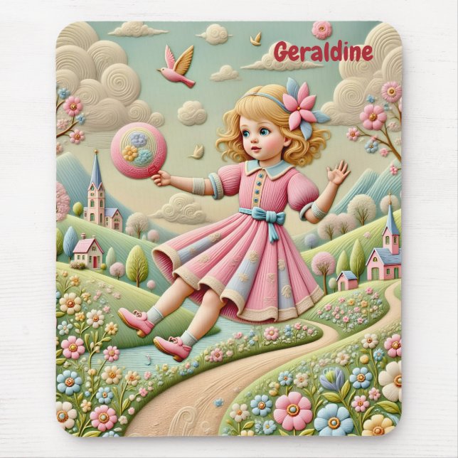 GERALDINE ~ Pastel Embroidery ~ Mousepad Musmatta (Framsidan)
