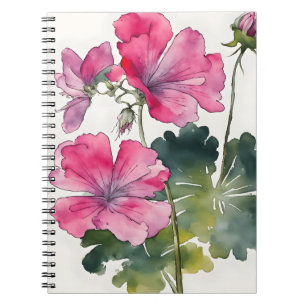 Geranium - Akvarellblommor Anteckningsbok