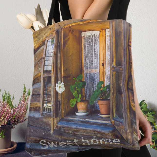 Geranium blommor på fönstret tygkasse (Skapare uppladdad)