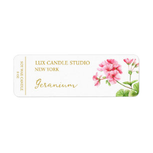 Geranium Candle-etikett Returadress Etikett