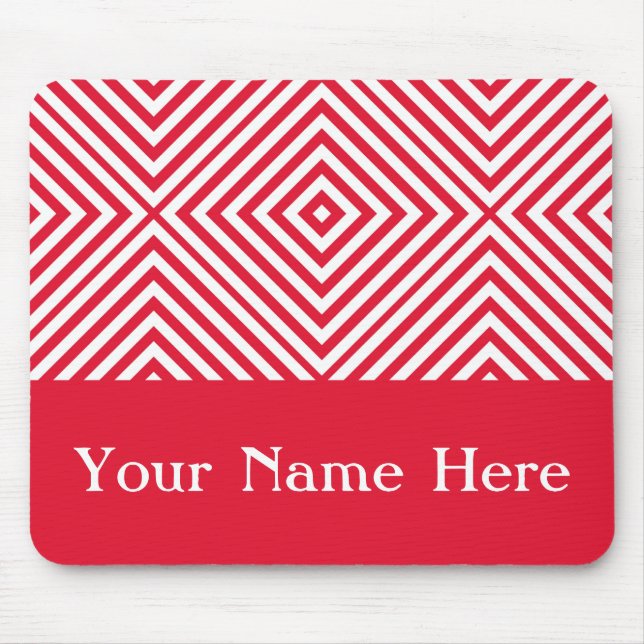 Geranium Diamond Chevron med eget namn Musmatta (Framsidan)