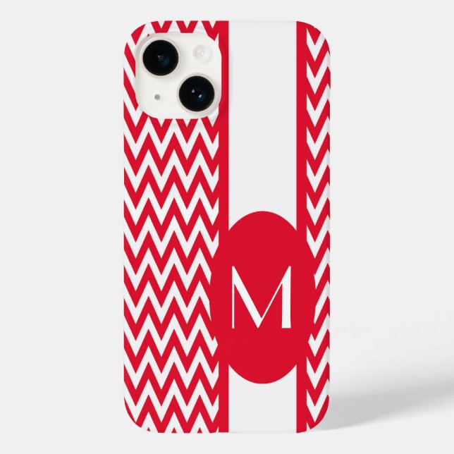 Geranium Elegant Chevron Design med monogram (Baksida)