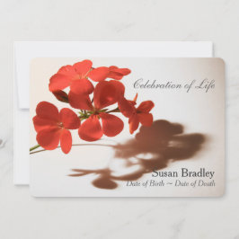 Geranium Firande of Life Funeral Notice Inbjudningar