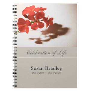 Geranium Floral Photography Funeral GuestBook Anteckningsbok
