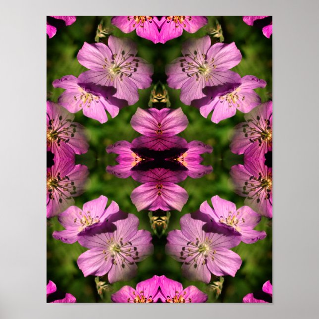 Geranium Flowers Multiplied Abstrakt Poster (Framsidan)