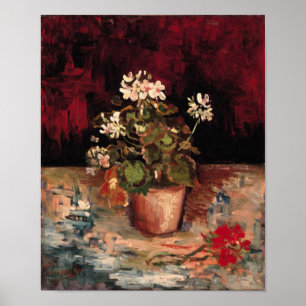 Geranium i en flowerpot Van Gogh Fine Art Poster