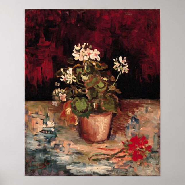 Geranium i en flowerpot Van Gogh Fine Art Poster (Framsidan)