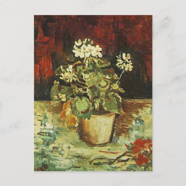 Geranium i en Flowerpot, Vincent van Gogh Vykort (Framsida)