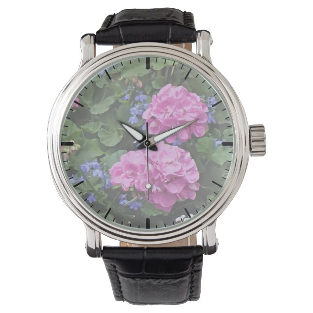 Geranium och Periwinkle Armbandsur (Framsida)