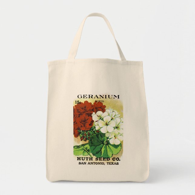 Geranium Seed Packet Label Tygkasse (Framsidan)