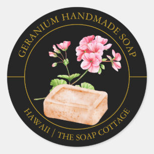Geranium Soap-etikett Runt Klistermärke