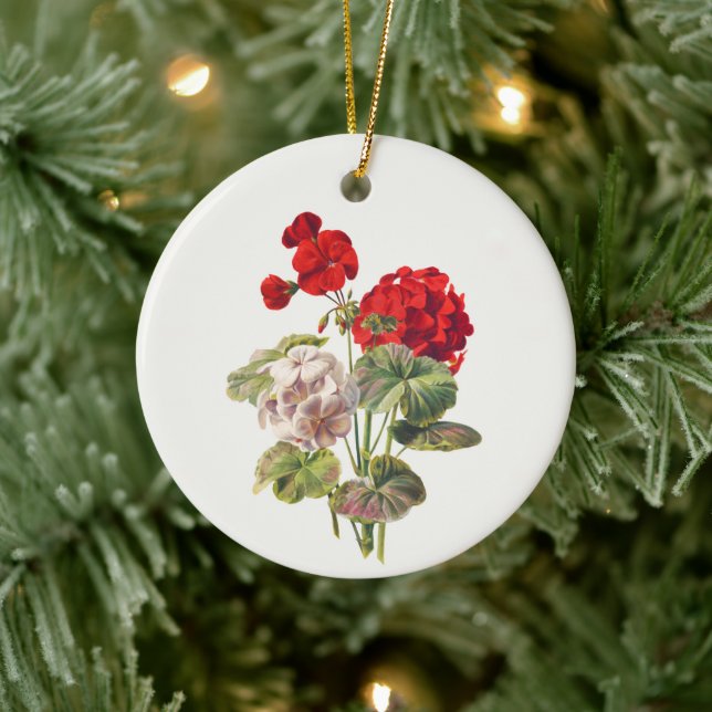Geranium, träd julgransprydnad keramik (Träd)