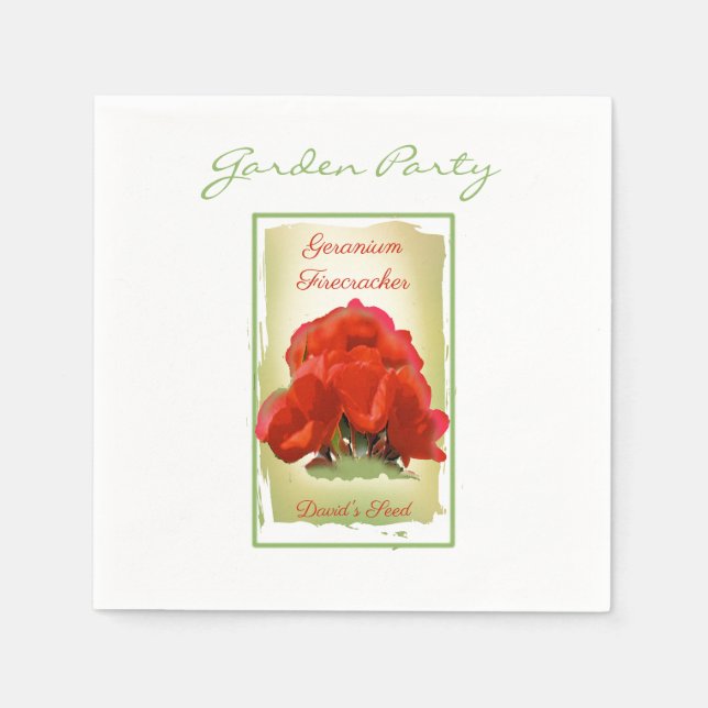 Geranium Watercolor Seed Packet Pappersservett (Framsidan)