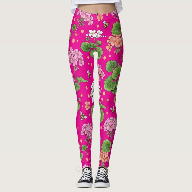 Geraniumblomma Leggings (Framsida)