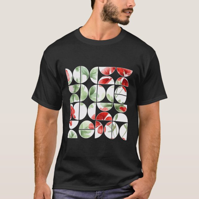 Geraniums Flower Blommigt Geometric HalCircles T Shirt (Framsida)