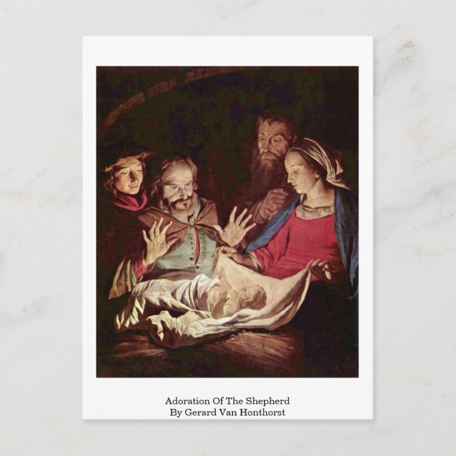 Gerard Van Honthorsts anmälan av shepherd Vykort (Framsida)