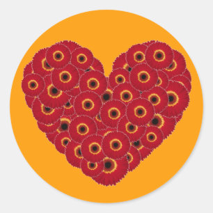 Gerber Daisy Heart Runt Klistermärke