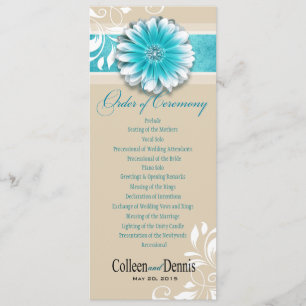 Gerber Daisy Rulla 1 Bröllopsprogram teal Program