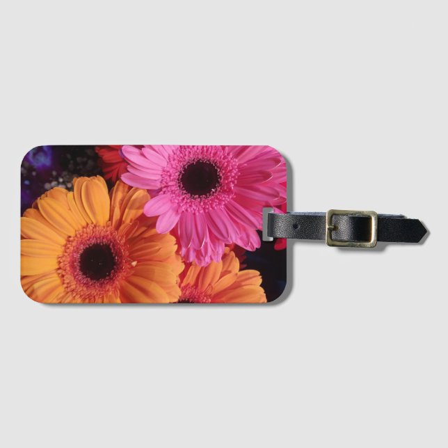 Gerber daisys rosa och orange bagagetagg bagagebricka (Framsida horisontal)