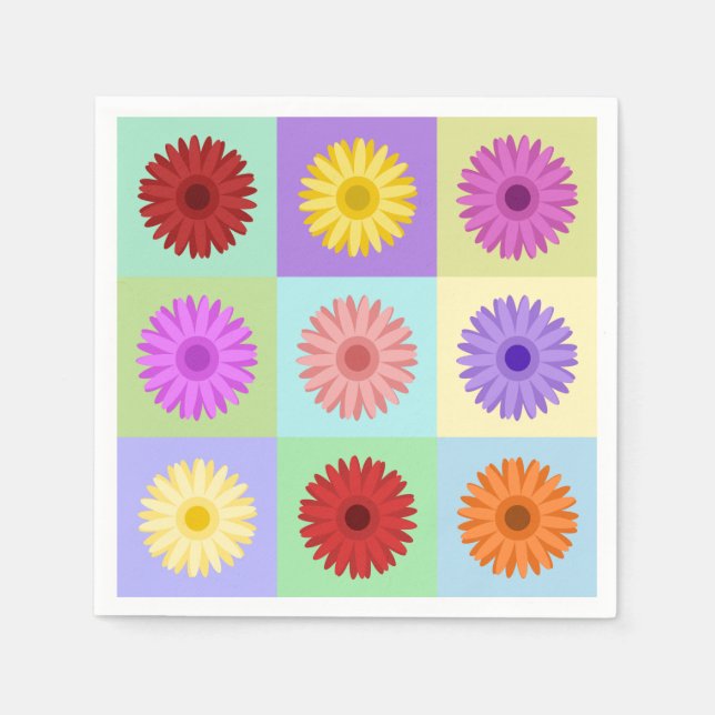 Gerbera 3x3 Daisy Design Pappersservett (Framsidan)