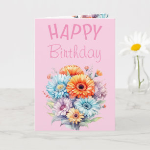 Gerbera blommor lycklig födelsedag tomma rosa kort