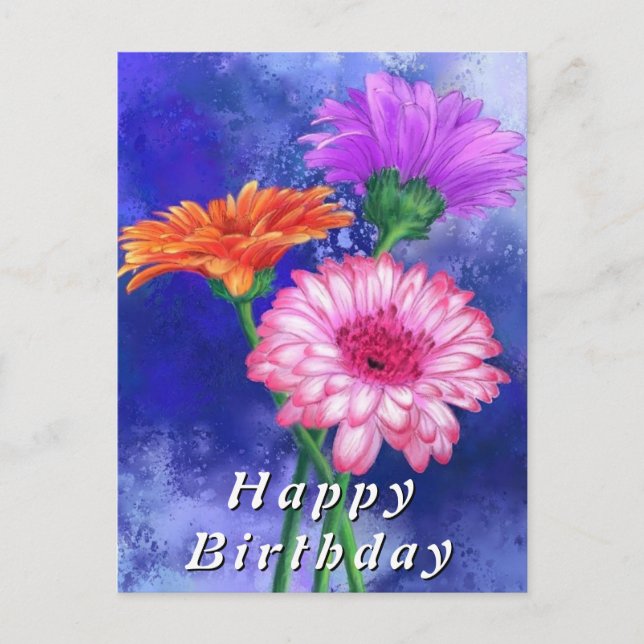 Gerbera Daisies Birthday Cards Vykort (Framsida)