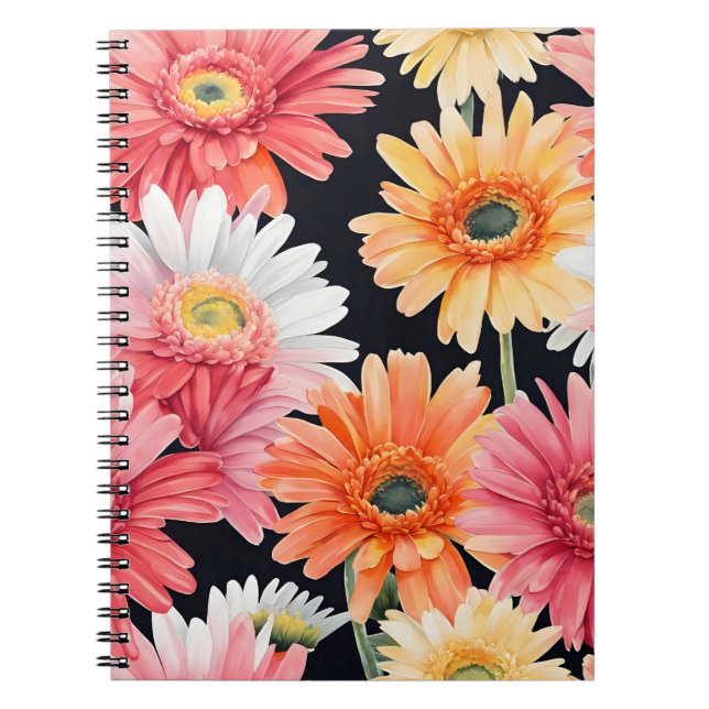 Gerbera Daisy - Akvarellblommor Anteckningsbok (Framsidan)