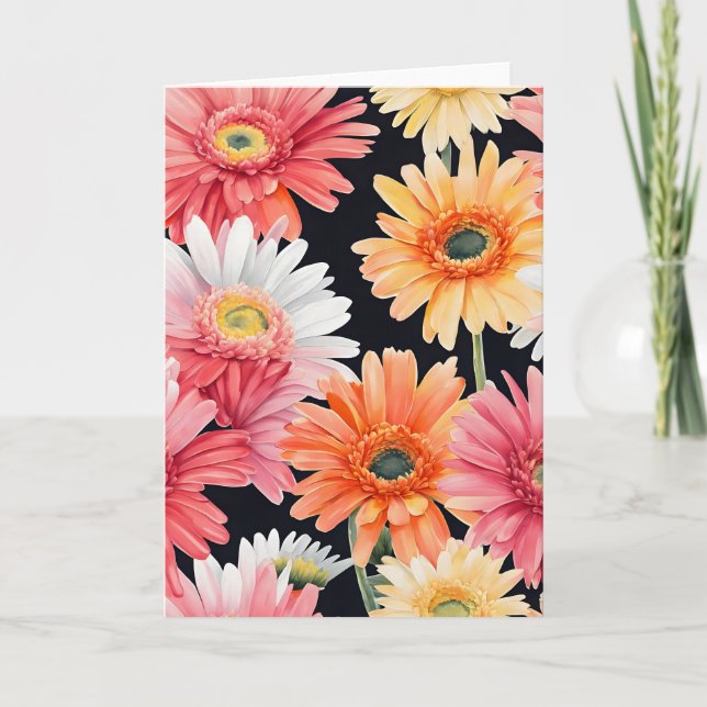 Gerbera Daisy - Akvarellblommor Kort (Framsida)