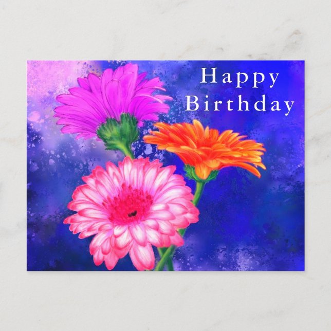 Gerbera Daisy Birthday Card Vykort (Framsida)