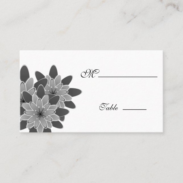 Gerbera Daisy Black white Place Card for Tillfälle Placeringskort (Framsida)