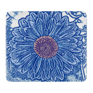 Gerbera Daisy Block Print - koboltblått