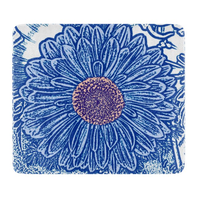 Gerbera Daisy Block Print - koboltblått (Framsidan)