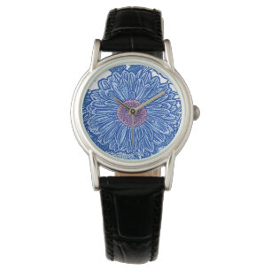Gerbera Daisy Block Print - koboltblått Armbandsur