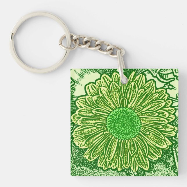Gerbera Daisy Block Print - lime green (Framsidan)