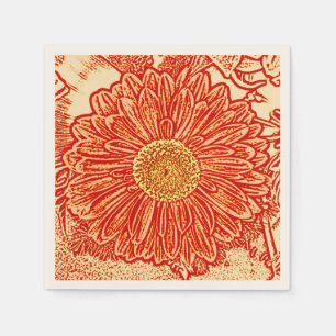 Gerbera Daisy Block Print - saffron orange Pappersservett