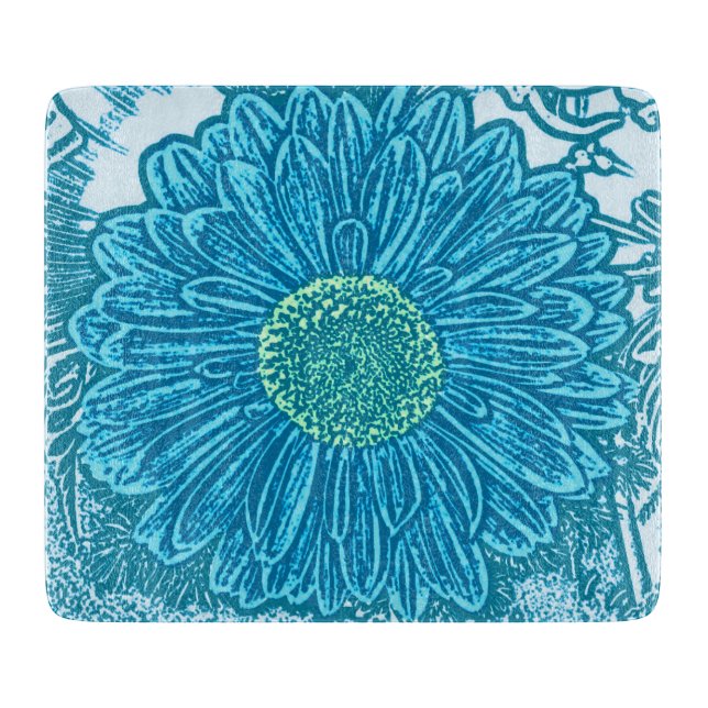 Gerbera Daisy Block Print - sea blue (Framsidan)